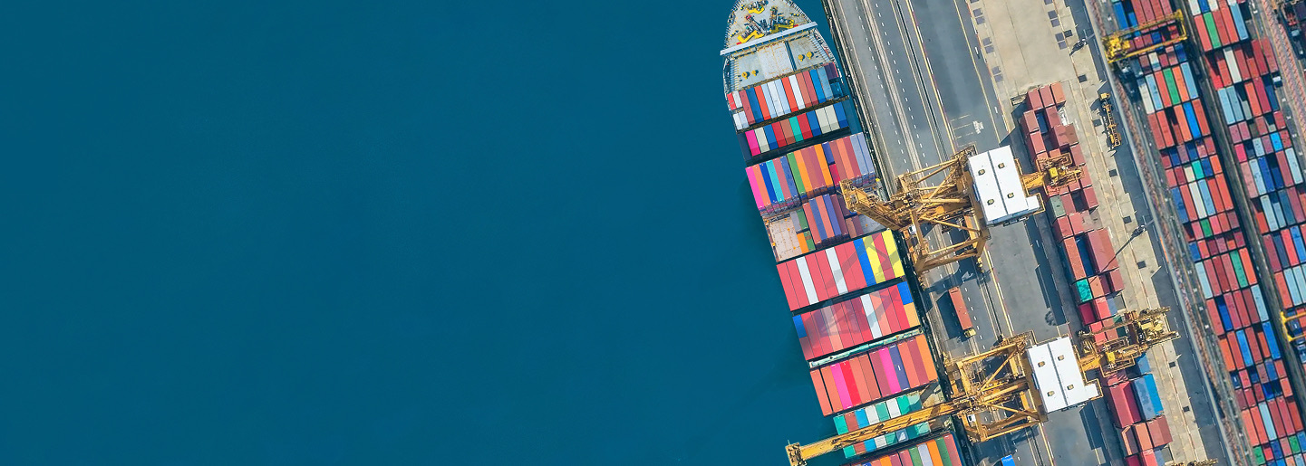 Container terminal viewed from above