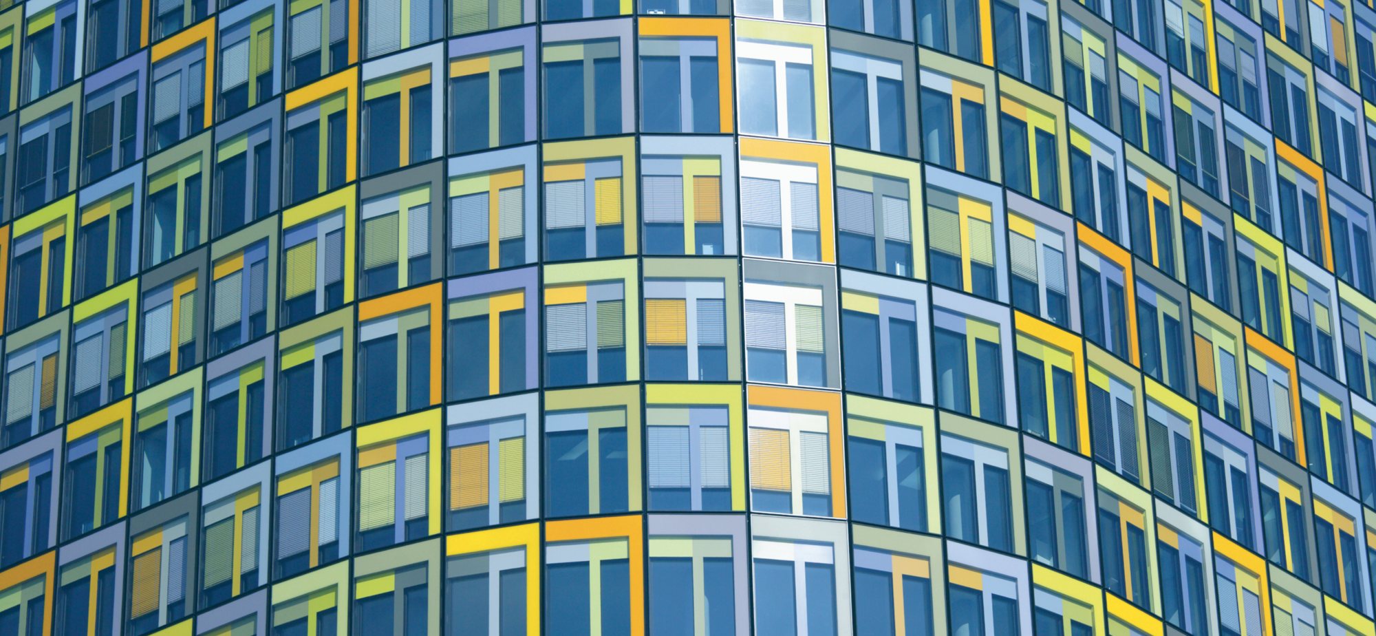 Facade of a modern glass office building