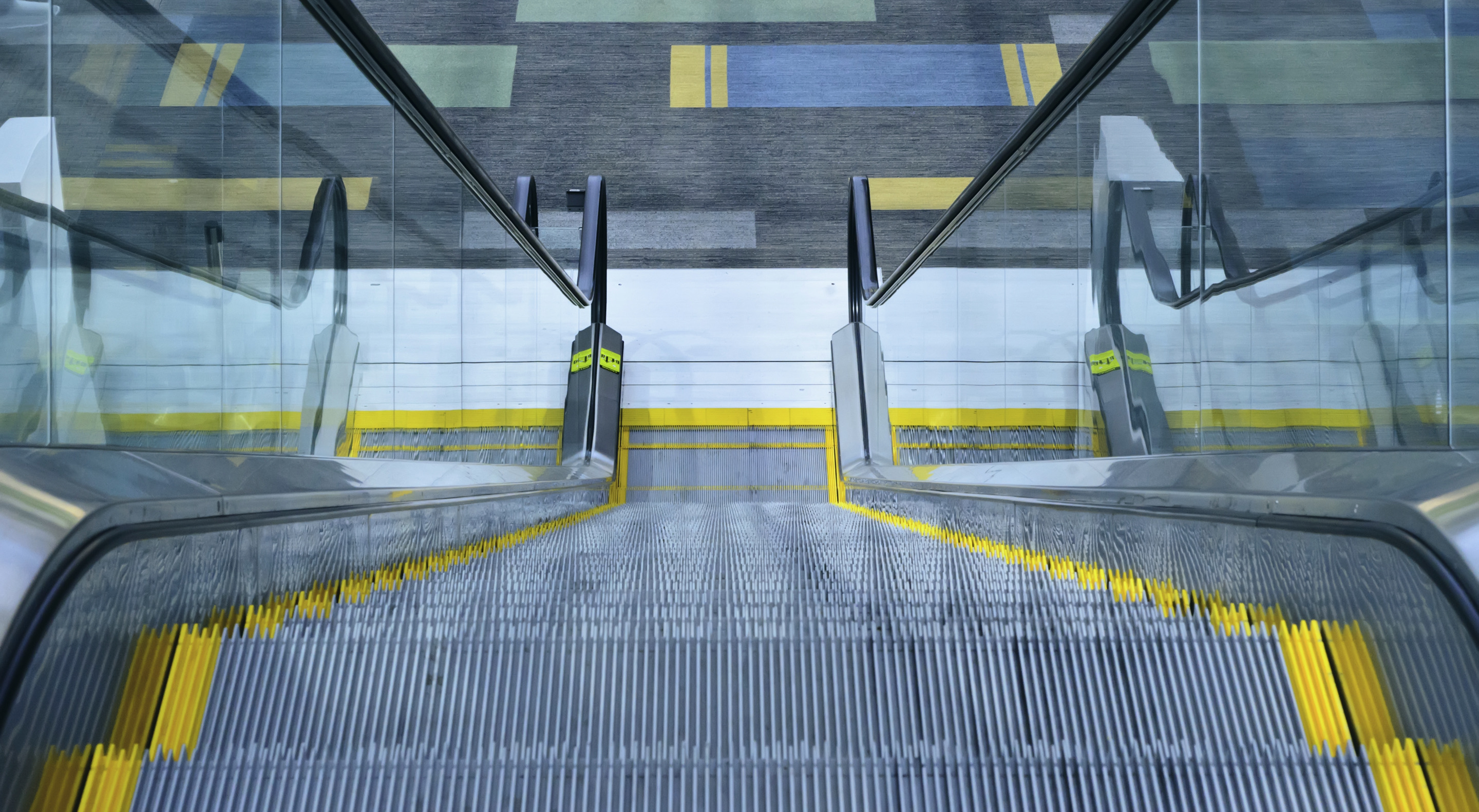 Escalators in a modern convention center