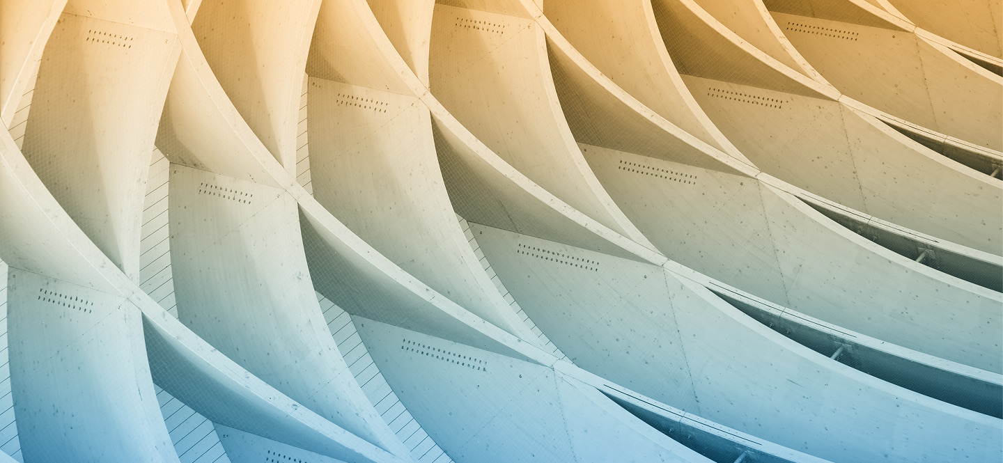 Architectural curves with a blue gradient